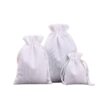 White drawstring linen pouch