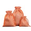 Orange drawstring linen pouch