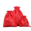 Rose red drawstring linen pouch