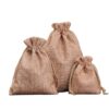 Brown drawstring linen pouch