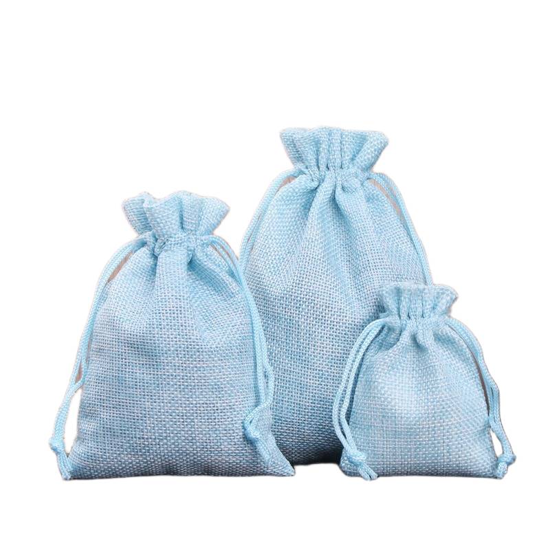 Light blue drawstring linen pouch