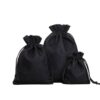 Black drawstring linen pouch