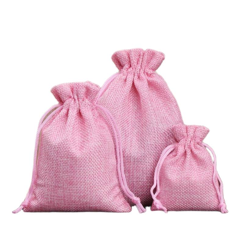 Light pink drawstring linen pouch