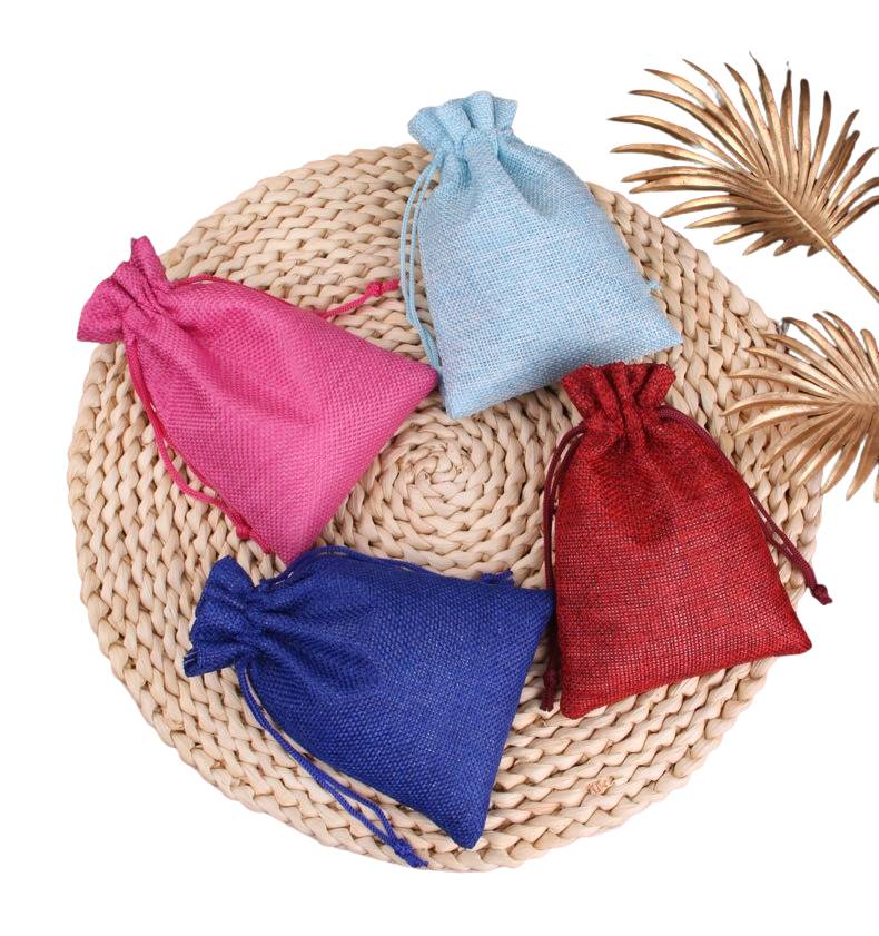 Linen pouch collection with drawstring closure