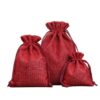 Wine red drawstring linen pouch