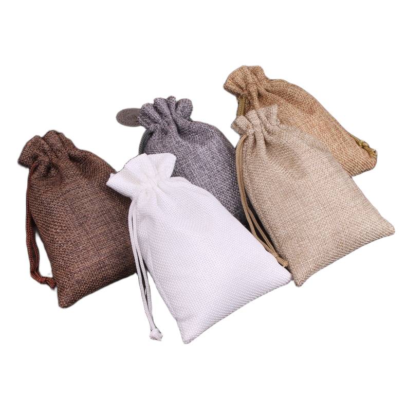 Small drawstring linen pouch 7 x 9cm