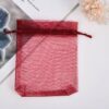 Wine red drawstring mesh pouch