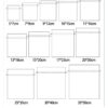 Drawstring mesh pouch size chart with multiple dimensions
