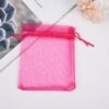 Rose red drawstring mesh pouch