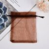 Brown drawstring mesh pouch