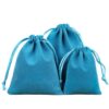 Lake blue velvet drawstring pouch