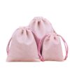 Pink velvet drawstring pouch