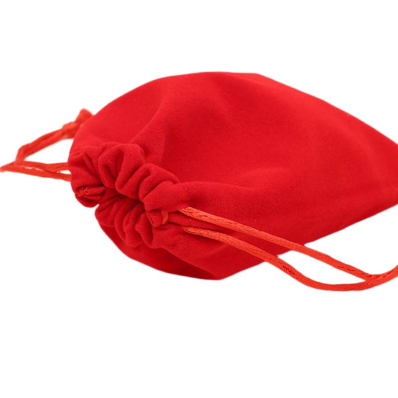 Top view of velvet drawstring pouch