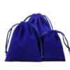 Dark blue velvet drawstring pouch