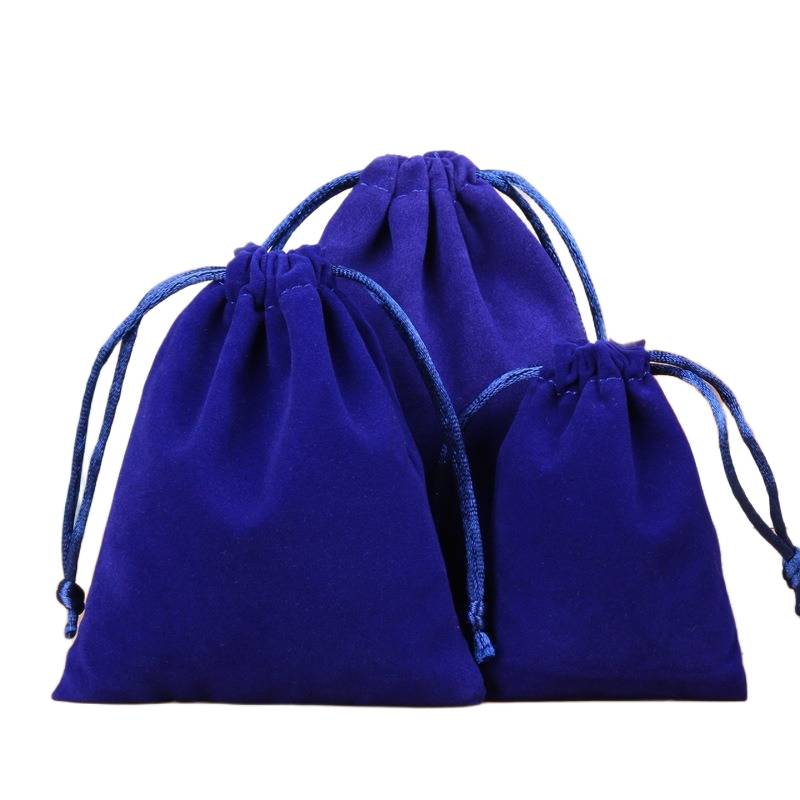 Dark blue velvet drawstring pouch