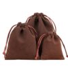 Brown velvet drawstring pouch
