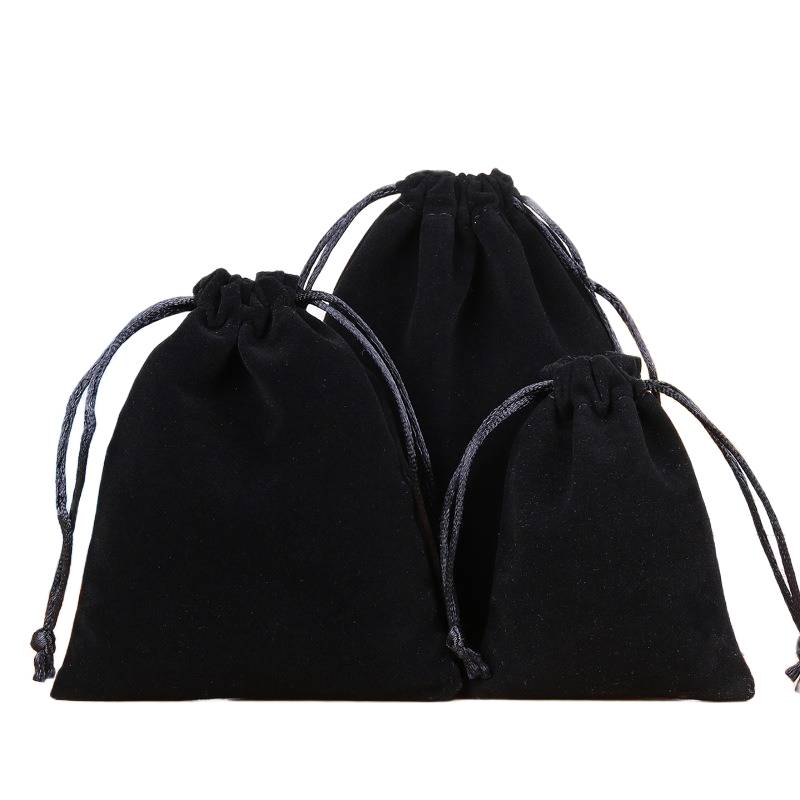 Black velvet drawstring pouch