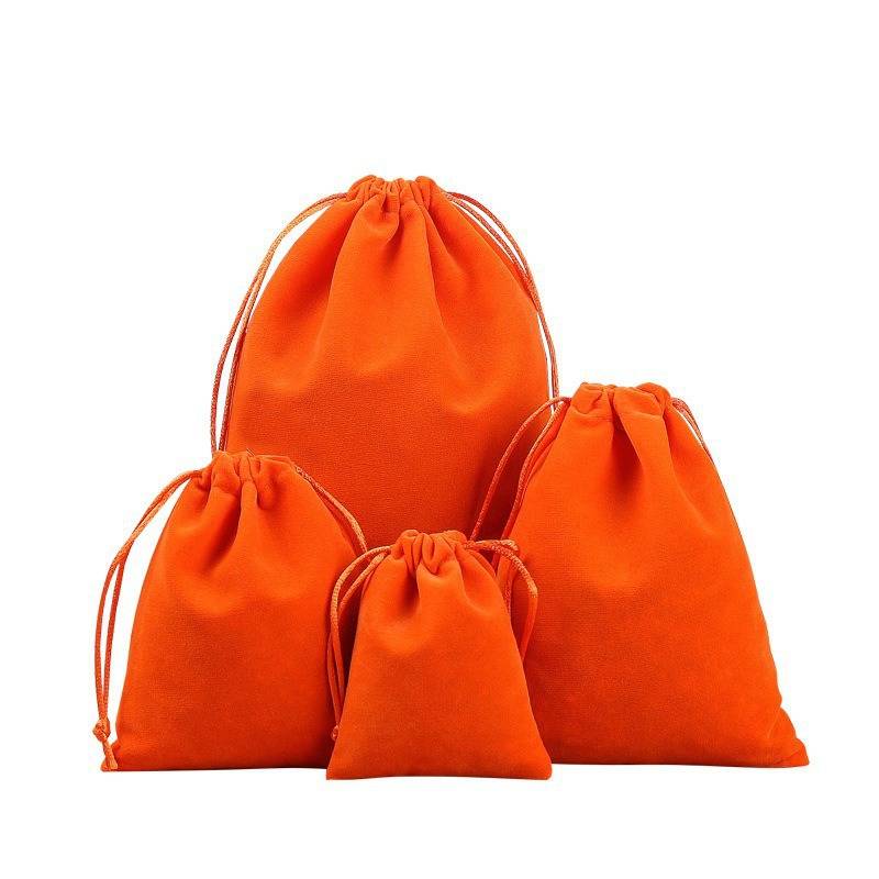 Custom logo printed velvet drawstring pouch