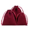 Wine red velvet drawstring pouch