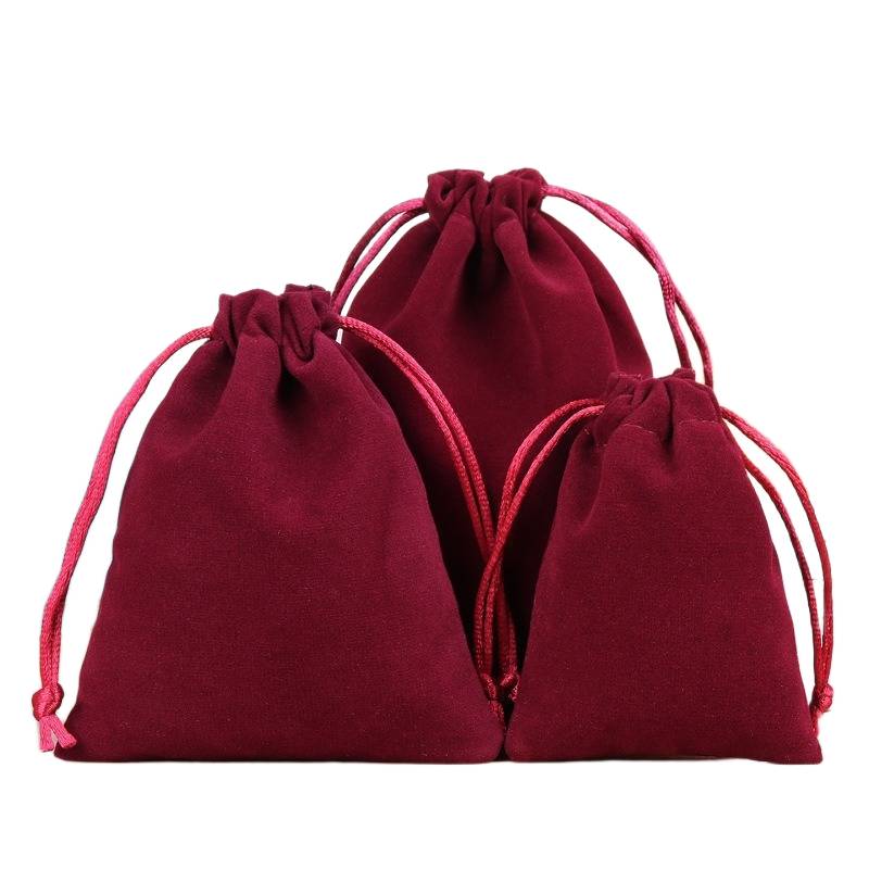 Wine red velvet drawstring pouch
