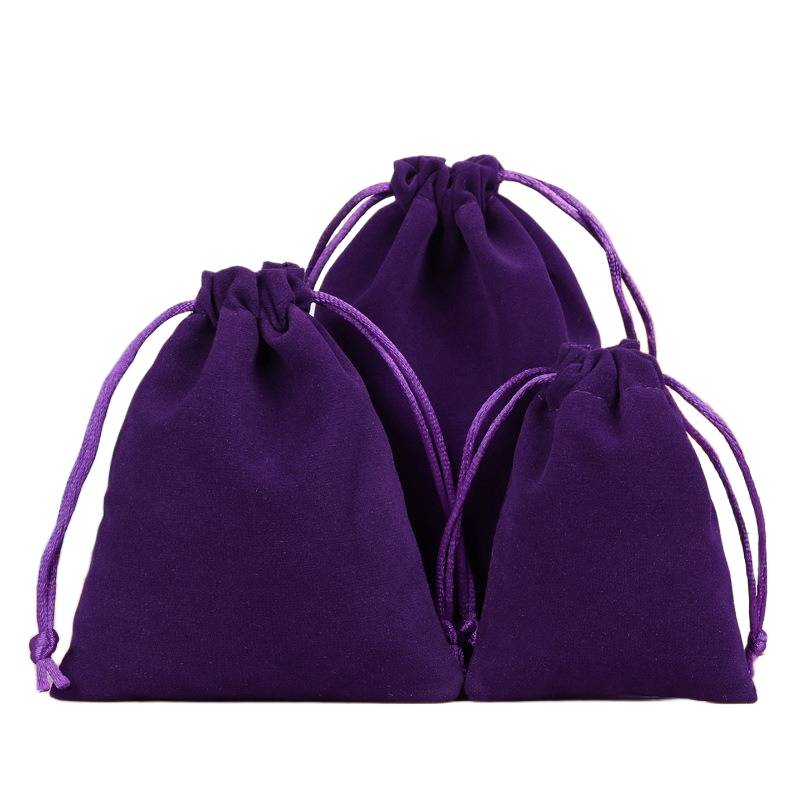 Dark purple velvet drawstring pouch