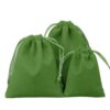 Green velvet drawstring pouch