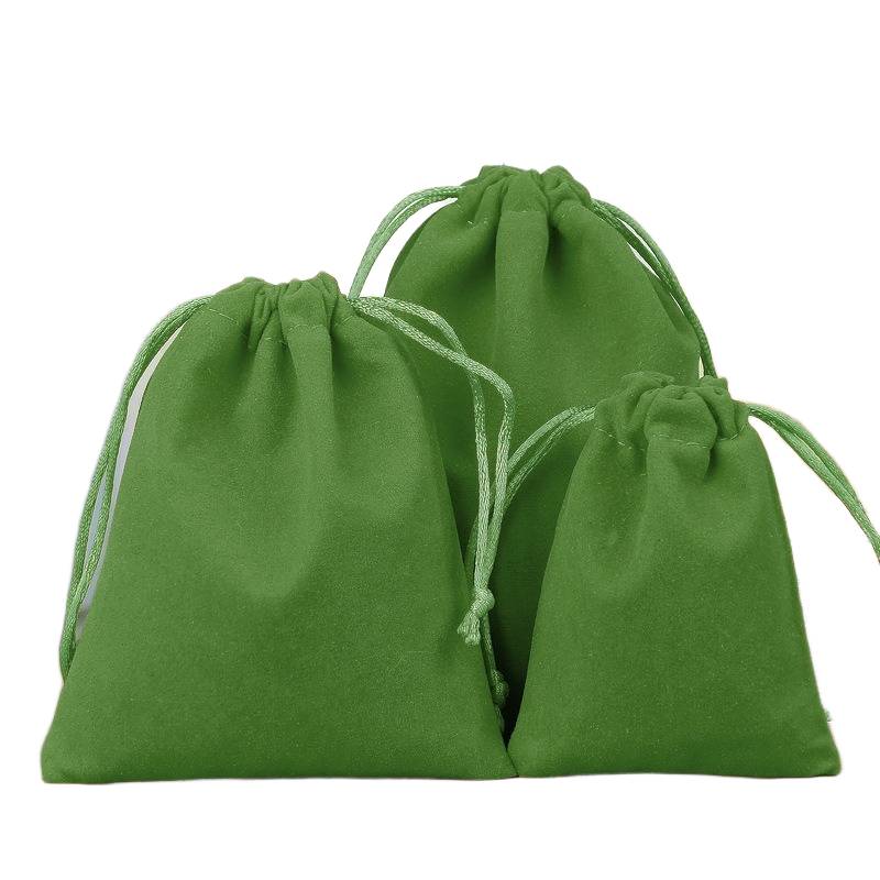 Green velvet drawstring pouch