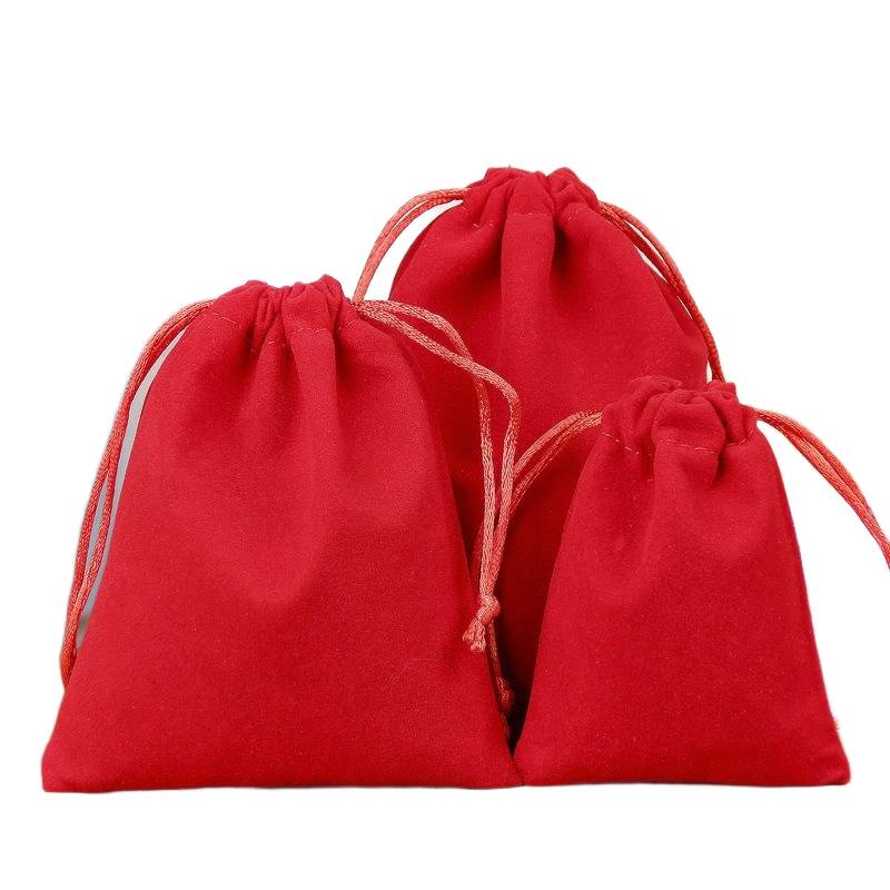 Red velvet drawstring pouch