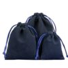 Navy blue velvet drawstring pouch