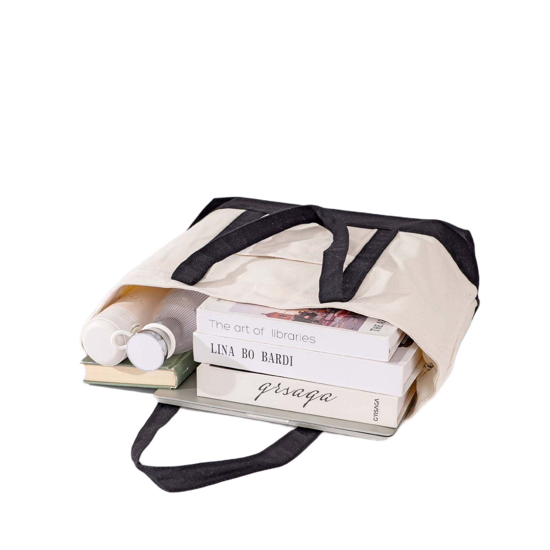 reusable canvas bag with pocket