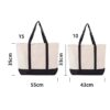 canvas bag with pocket size measurement