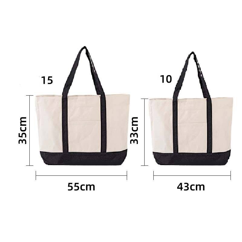 canvas bag with pocket size measurement