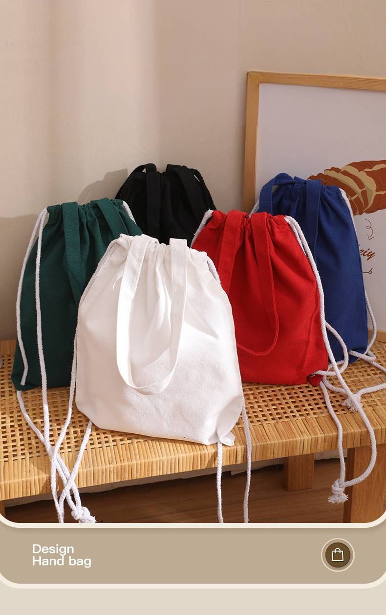 reusable canvas tote drawstring bag