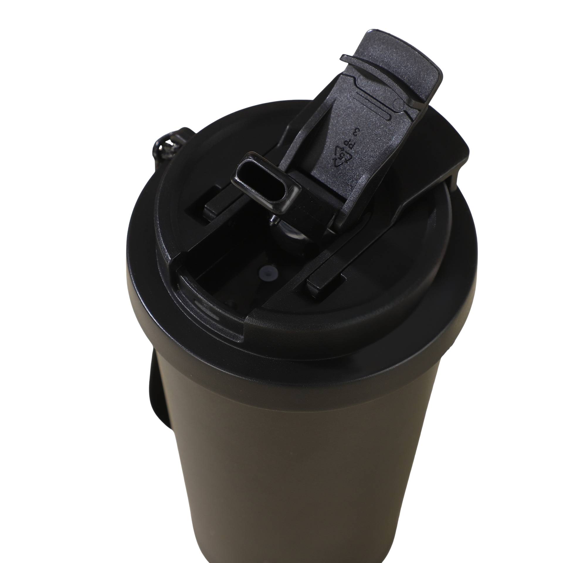 stainless steel coffee cup lid top view