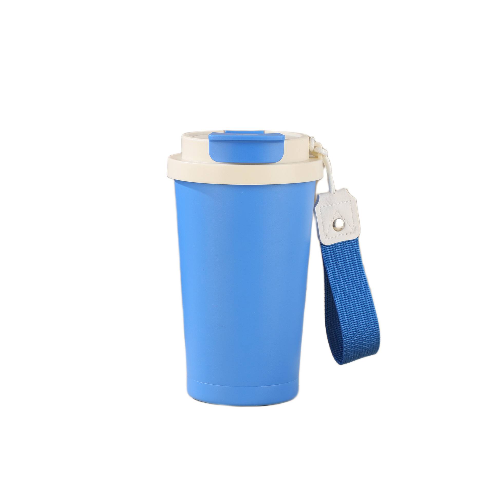 blue stainless steel coffee cup