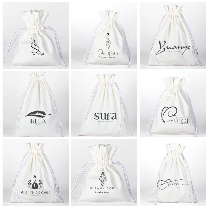 cotton drawstring bag with different logo printing styles