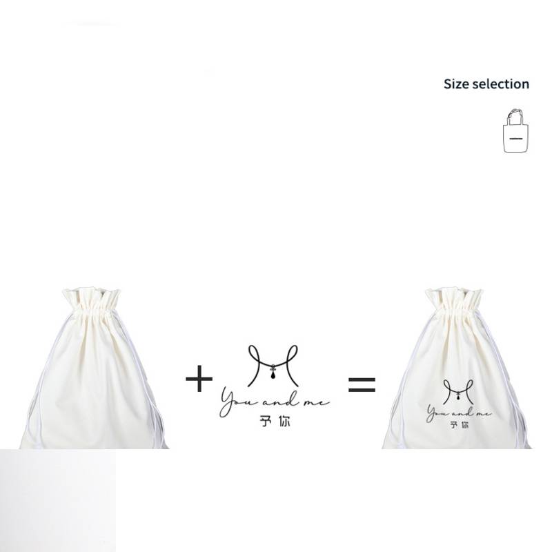 plain cotton drawstring bag and custom logo printed version