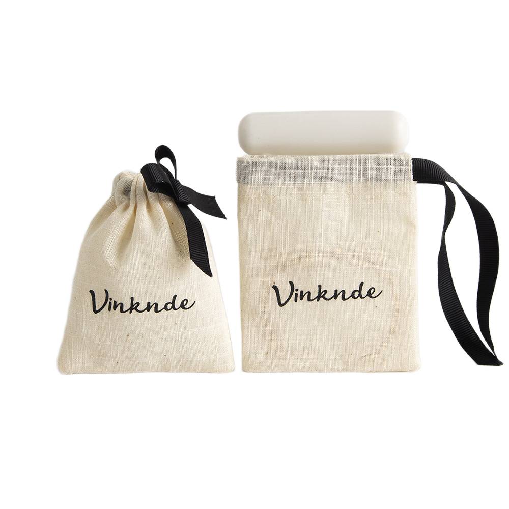 Beige drawstring cotton pouch