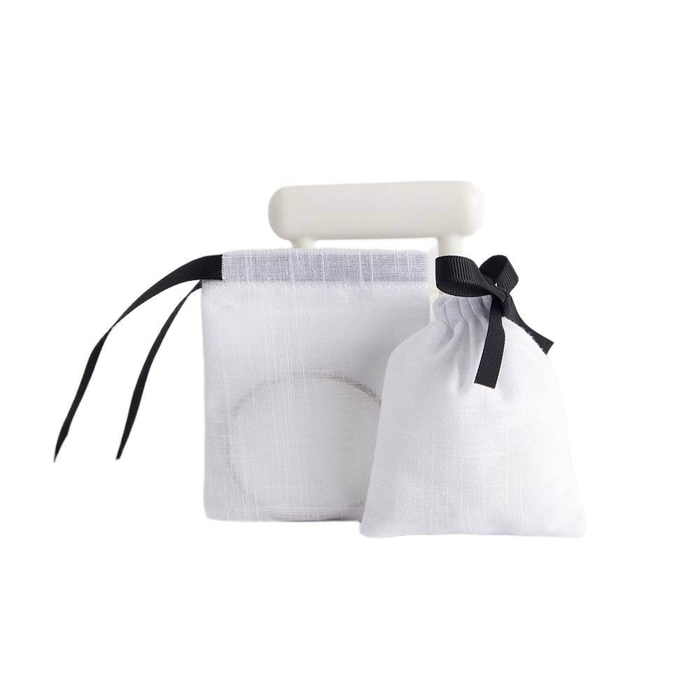 White drawstring cotton pouch