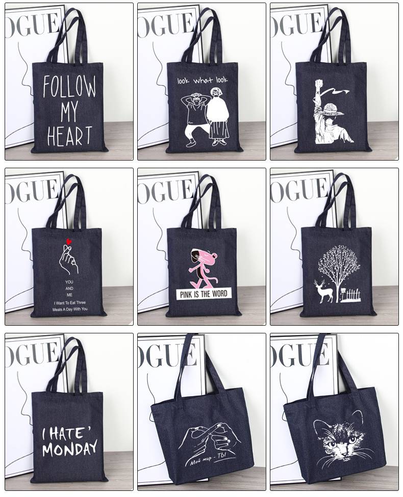 Canvas denim bag for everyday shopping and commuting