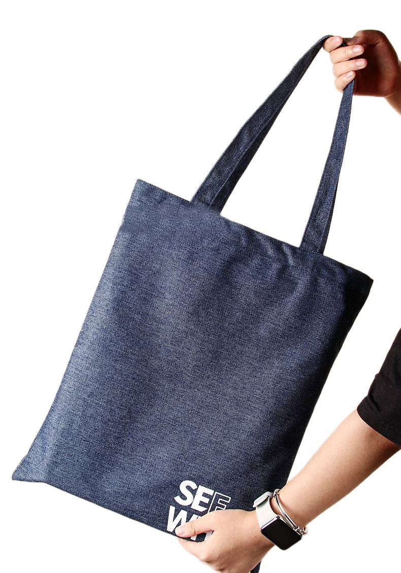 Vertical canvas denim bag for documents