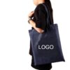 Canvas denim bag with printed logo