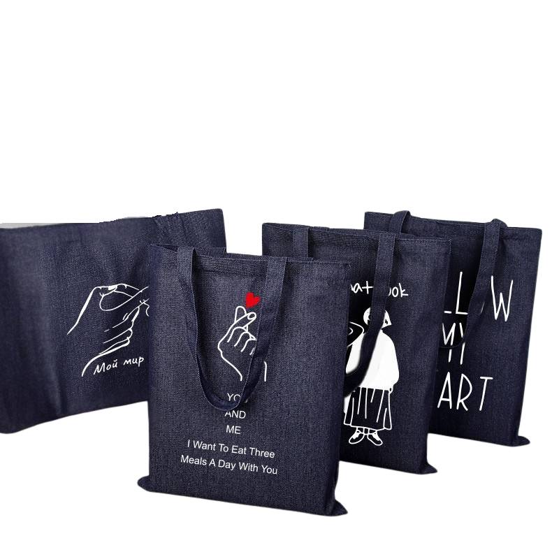 Horizontal canvas denim bag for shopping