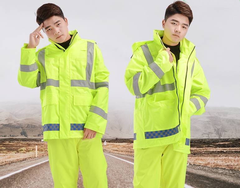 reflective strips on oxford raincoat