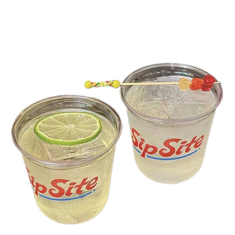 transparent PET cup showing beverage