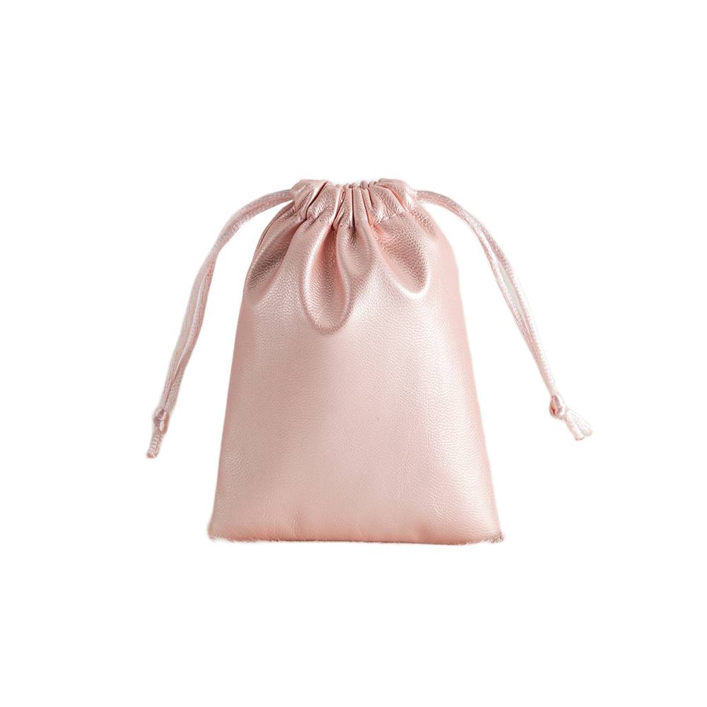 PU drawstring pouch with smooth leather-like texture