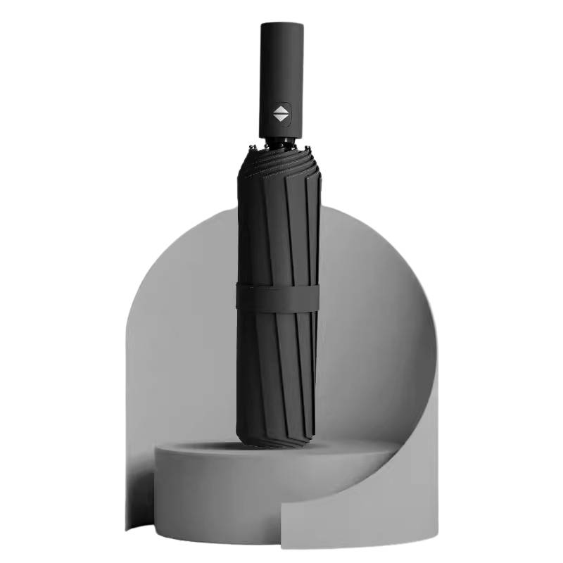 black fully automatic folding umbrella