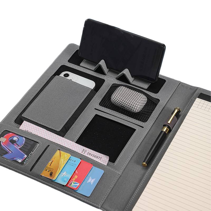 organised document folder with pen holder card slots storage