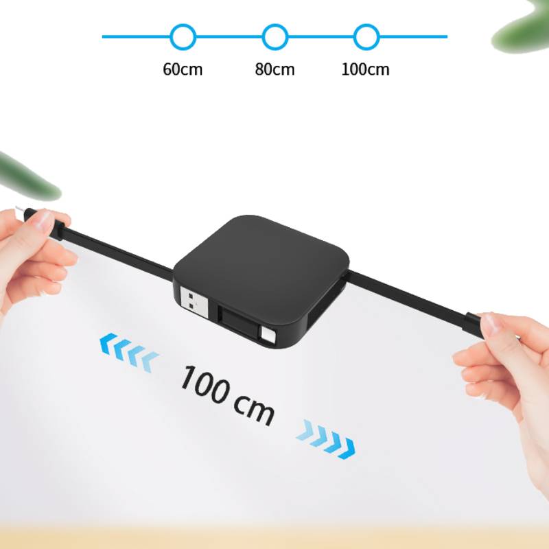 retractable charging cable length up to 100cm for multipurpose use