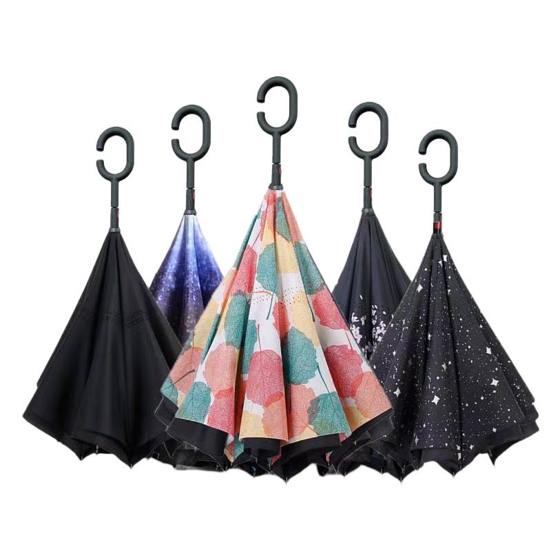 custom reverse long umbrella with logo double layer uv protection umbrella